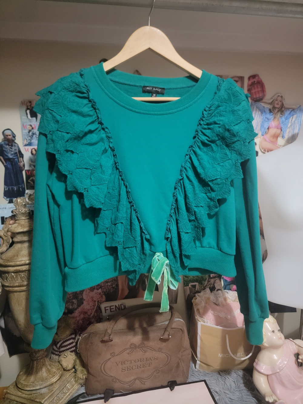 Aly Daly Teal Lave Ruffle Sweatshirt